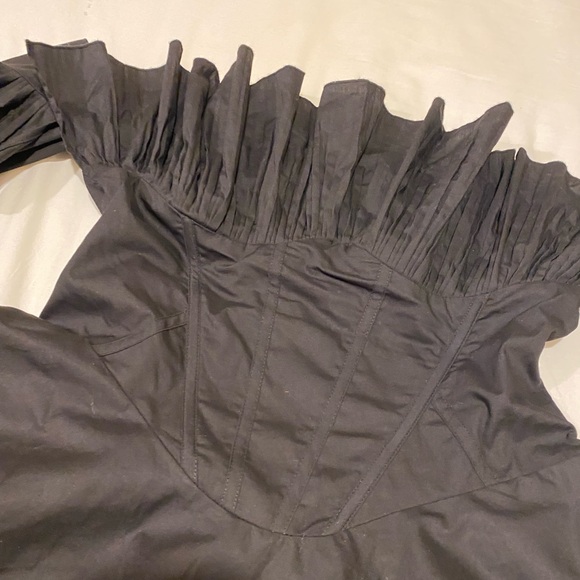 ASOS luxe pleated off shoulder cotton poplin skater dress - Picture 7 of 10